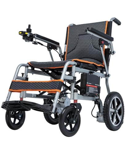 Ultra Lightweight Foldable Electric Wheelchair for Adults, 33 lb Power Chair, Removable Battery