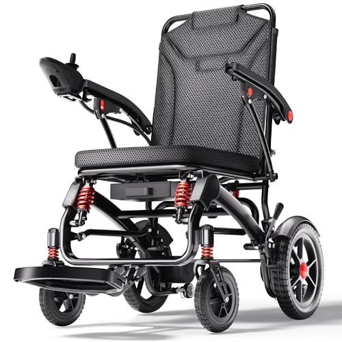 Ultra Lightweight Foldable Electric Wheelchair for Adults, 39 lb Power Chair, 25 Mile Range, Aluminum Frame
